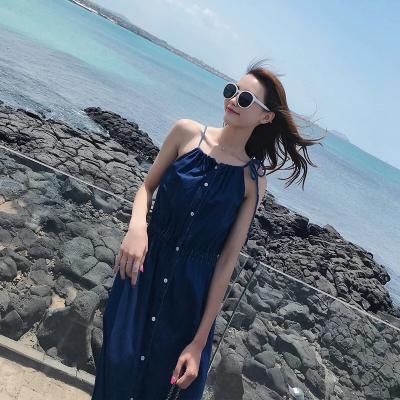 ĐẦM JEAN DENIM MAXI CỔ RÚT 2 DÂY DỄ THƯƠNG - NJ923